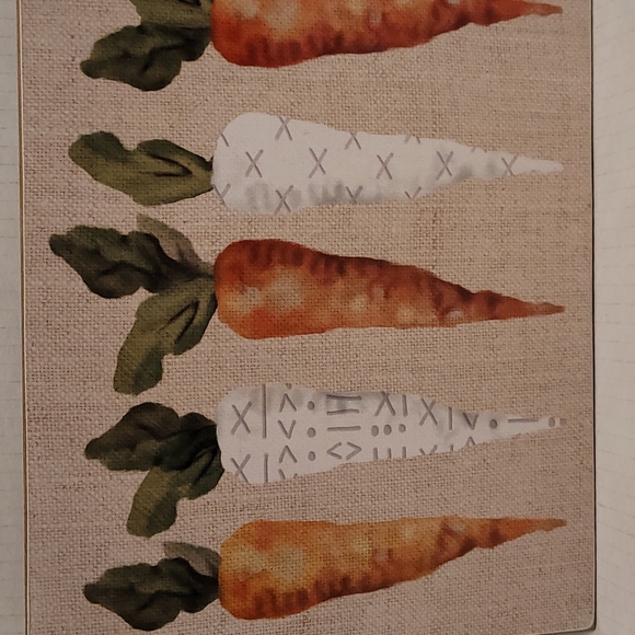 Adorable Orange and White Burlap Carrots Canvas Plaque - Picture 3 of 14